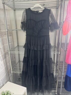 Ivy City Co Black Tiered Tulle Maxi Dress